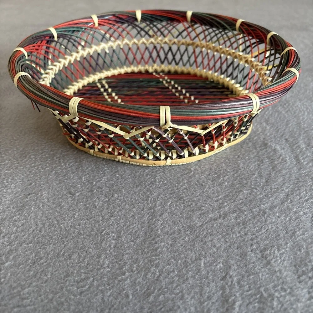 Colorful Woven Table Bowl Wicker‎ Rattan Basket Centerpiece Multicolor